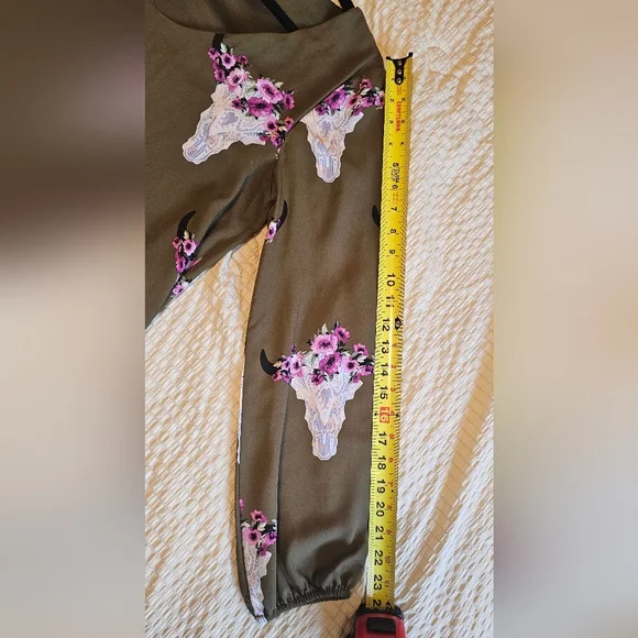 Altar'd State - Olive Green Dress w/ Purple/Pink Floral Skull Print - Picture 7 of 10